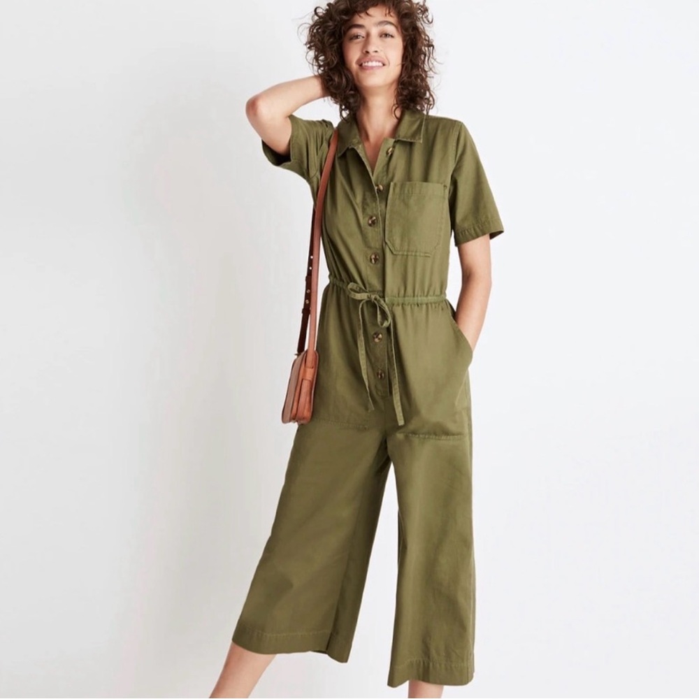 Madewell size 14 Olive Short Sleeve Utility Jumpsuit